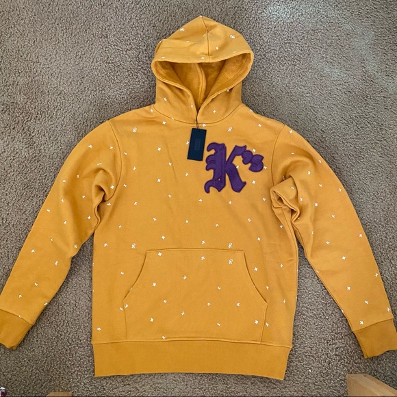Kith K’s StockX authentic 100% cotton yellow mustard pullover hoodie for men - Picture 2 of 16